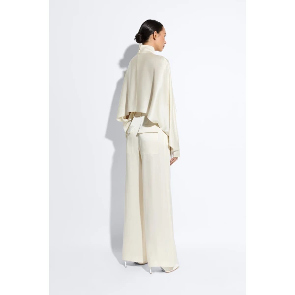 satin relaxed pleated pant