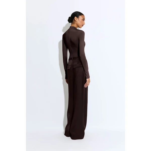 satin relaxed pleated pant