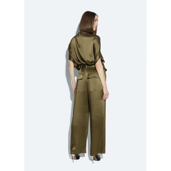 satin relaxed pleated pant