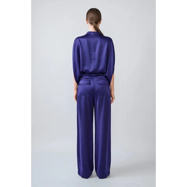 satin relaxed pleated pant