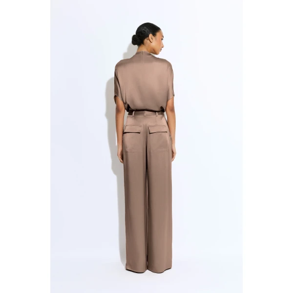satin relaxed pleated pant