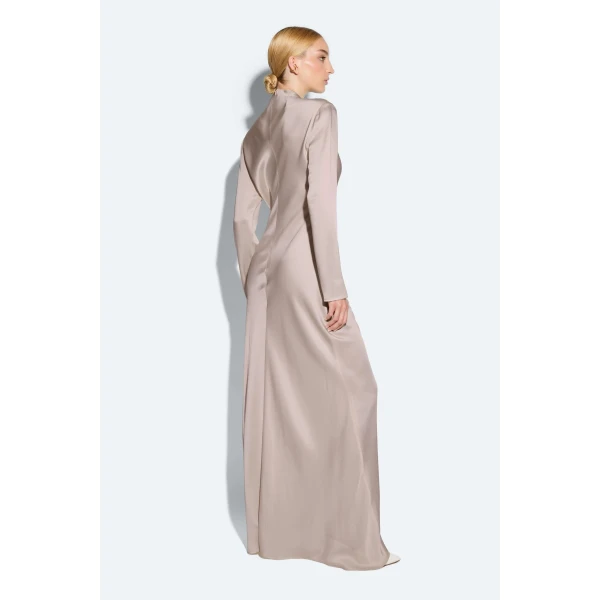 satin tab gown