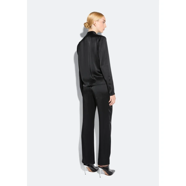 satin tapered pleated pant