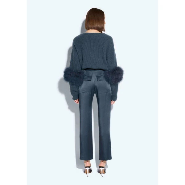 satin tapered pleated pant