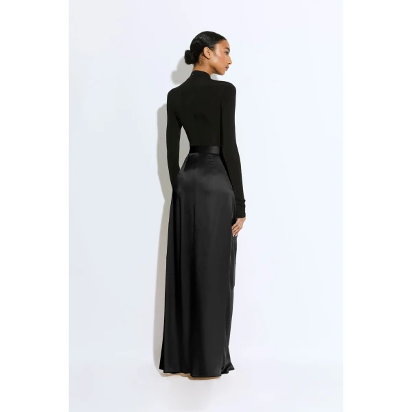 satin wrap maxi skirt
