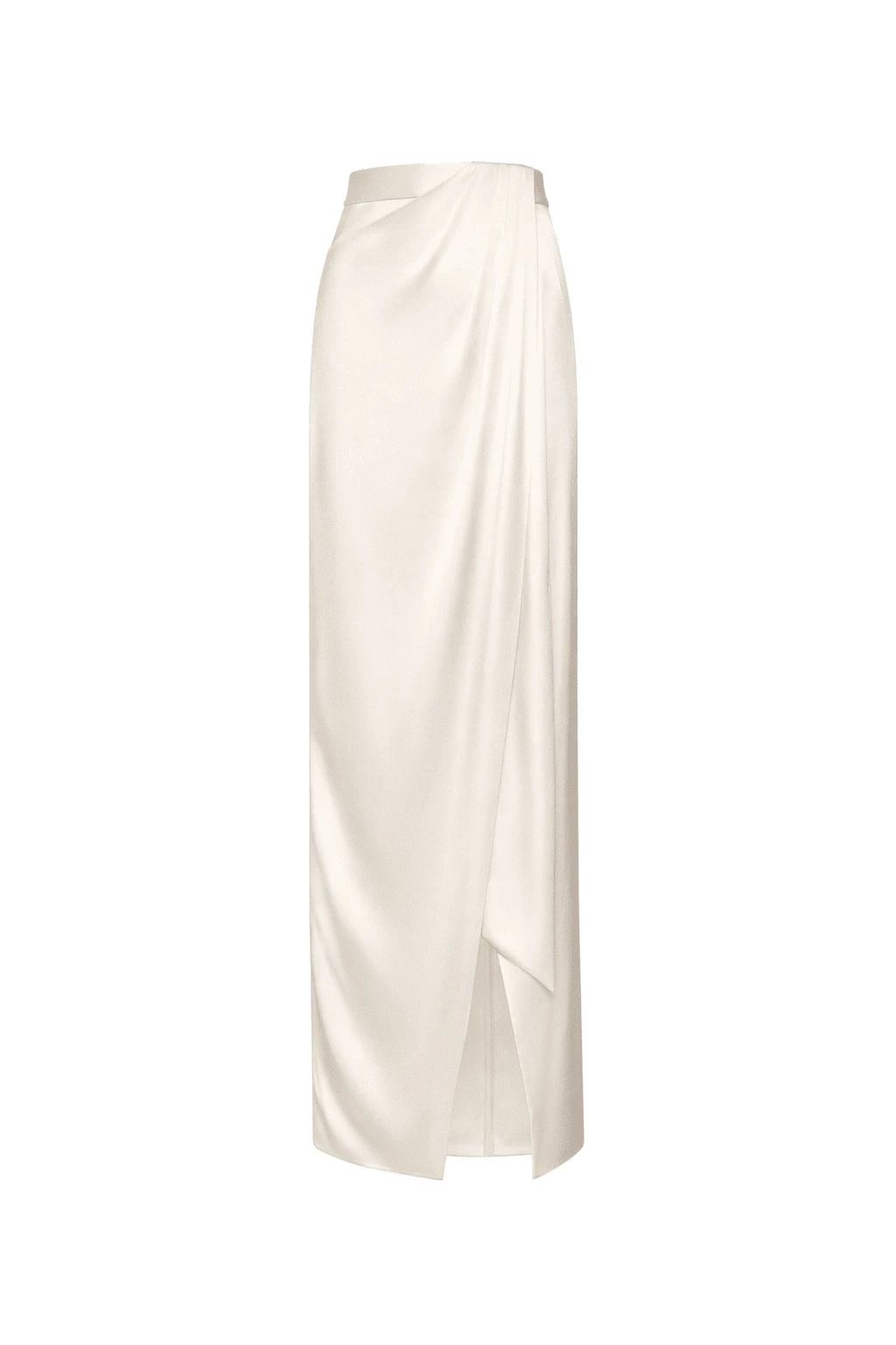 Satin Wrap Maxi Skirt in Cream