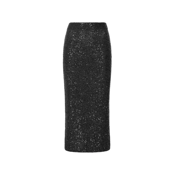 Sequin Cashmere Skirt in Black