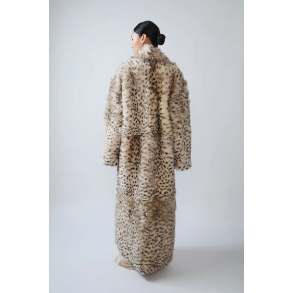 snow leopard shearling long coat