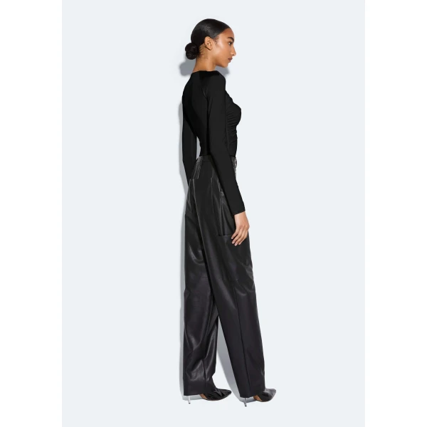 stretch faux leather tapered trouser