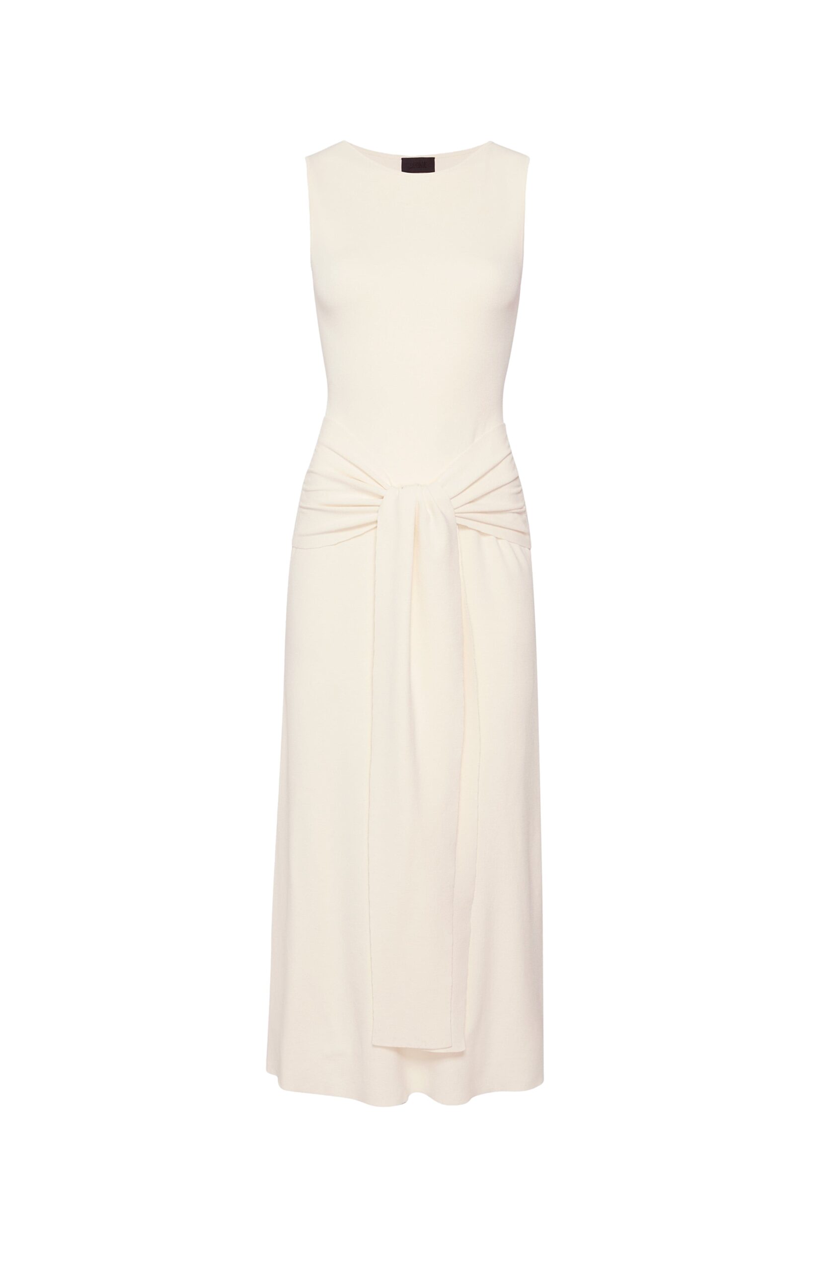 Viscose Waist Tie Dress in Cream