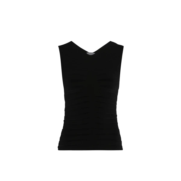 Viscose Wide Ribbed Tank Top in Black