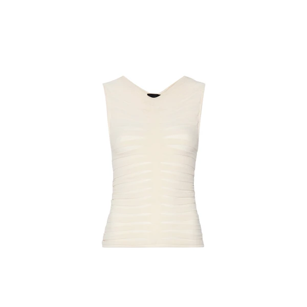 Viscose Wide Ribbed Tank Top in Cream
