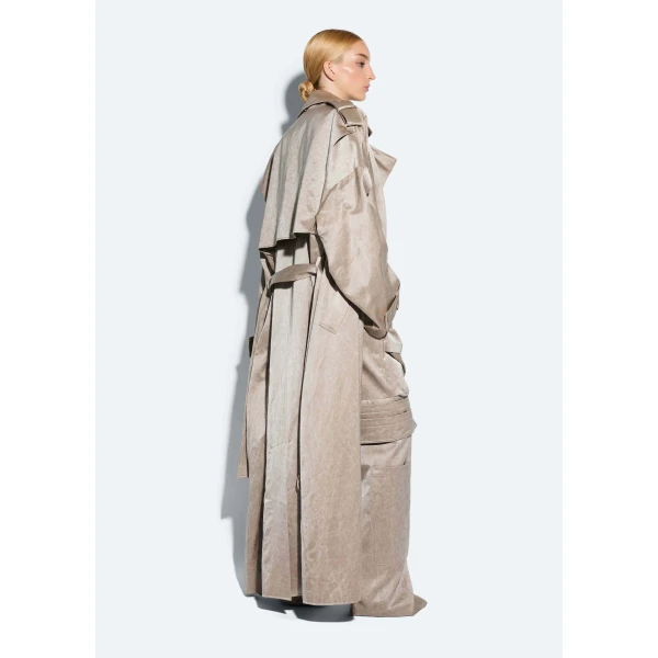 washed cotton double breasted trench