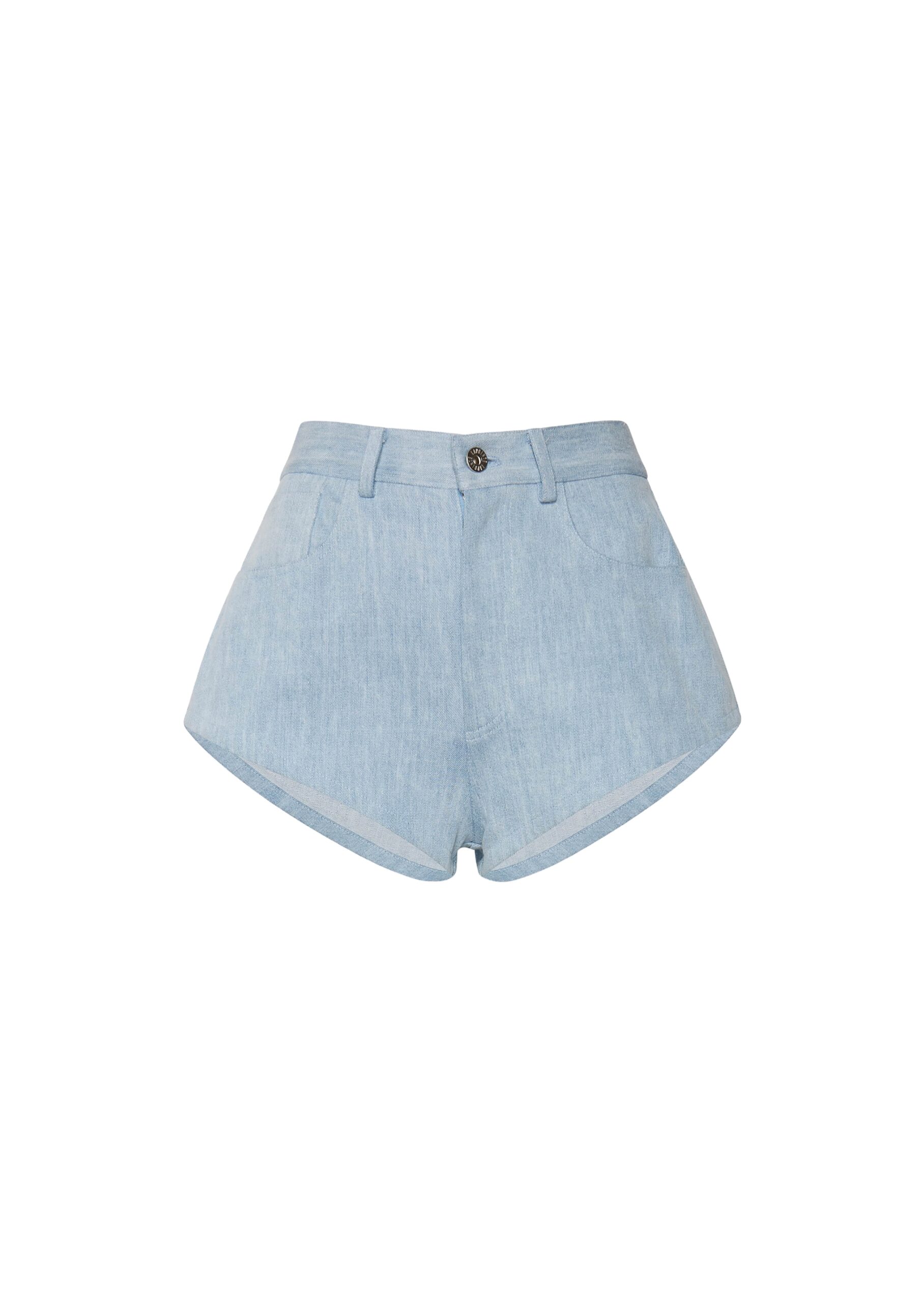 Washed Denim Mini Short in Light Indigo