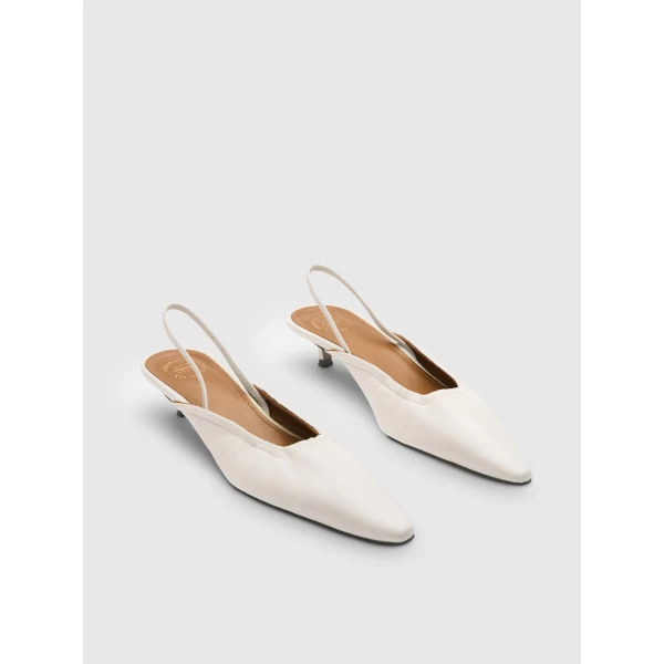 ATP Atelier Lana in Linen Slingbacks Ivory