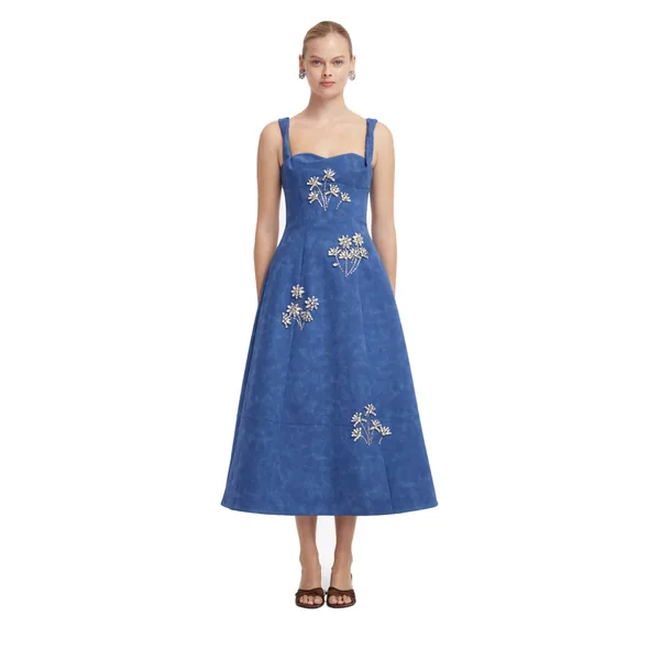 Beatrice Embellished Vegan Suede Midi Dress
