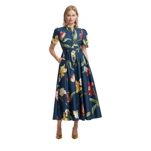Lily Print in Indigo