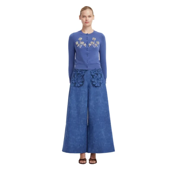 Christine Appliqué Vegan Suede Pants