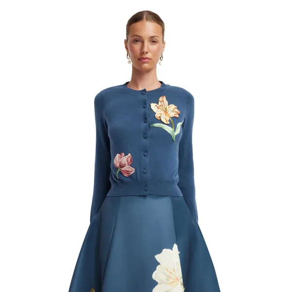 Claire Embroidered Cashmere Blend Cardigan
