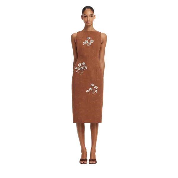 Eleanor Embellished Vegan Suede Midi Dress