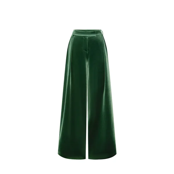 Elisha Velvet Wide Leg Pants in Forest
