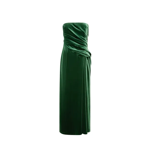 Florence Velvet Ruffled Maxi Dress in Forest