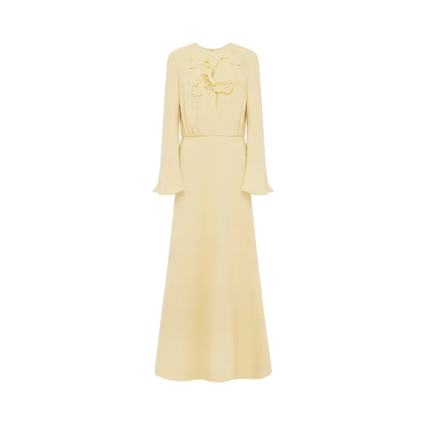 Kinsley Appliqué Maxi Dress in Dusty Yellow