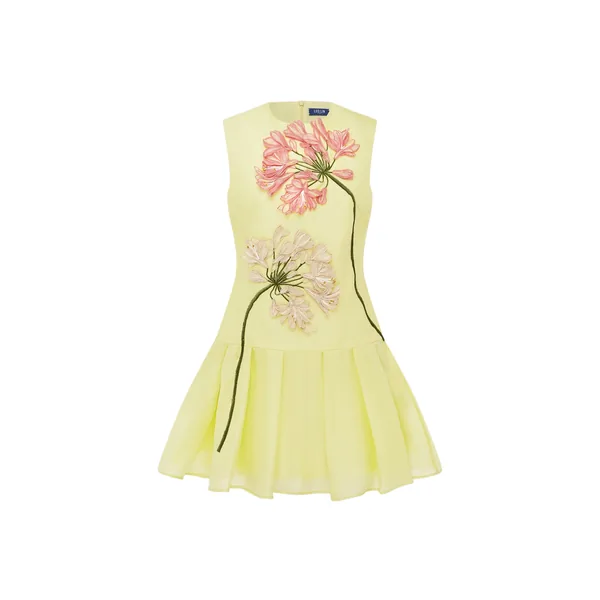Petra Appliqué Mini Dress in Agapanthus Print