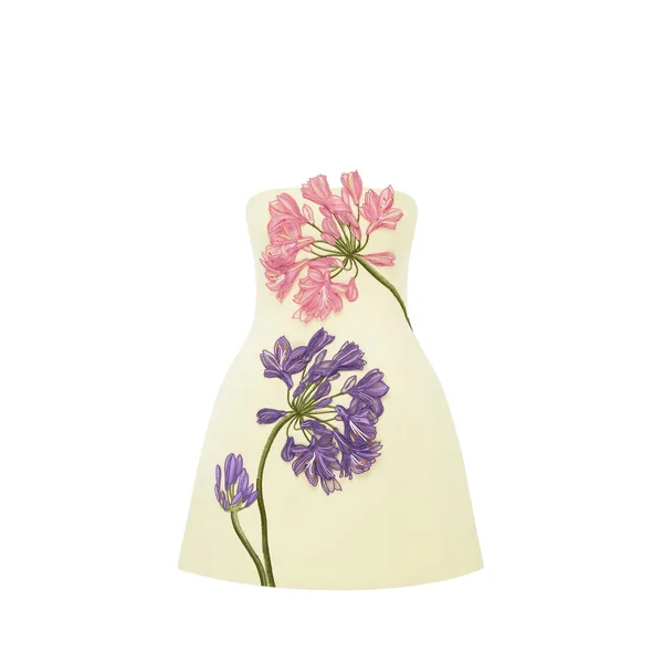 Roselle Appliqué Bustier Mini Dress in Agapanthus Print