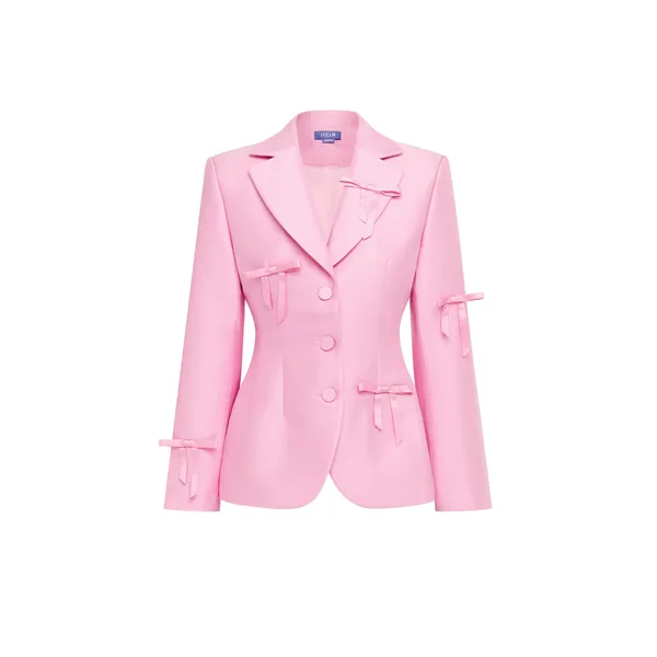 Annika Bow Blazer in Pink