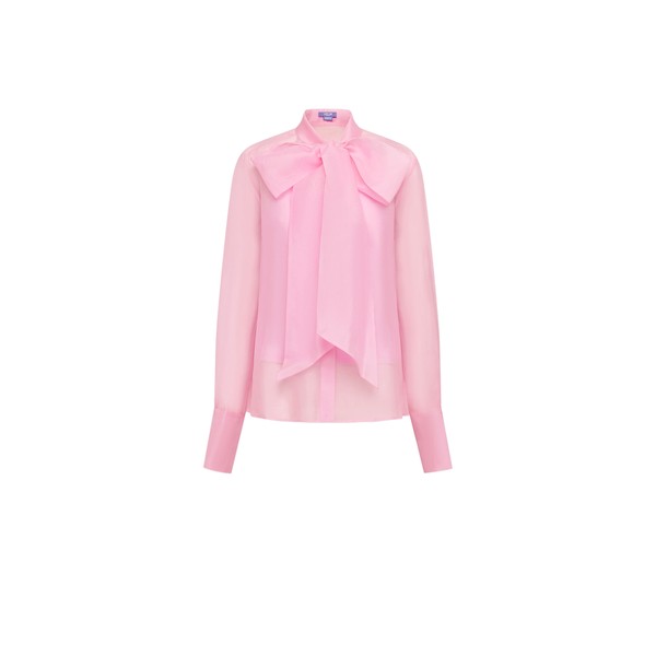 Leo Lin Dressage Silk Organza Tie Blouse in Pink