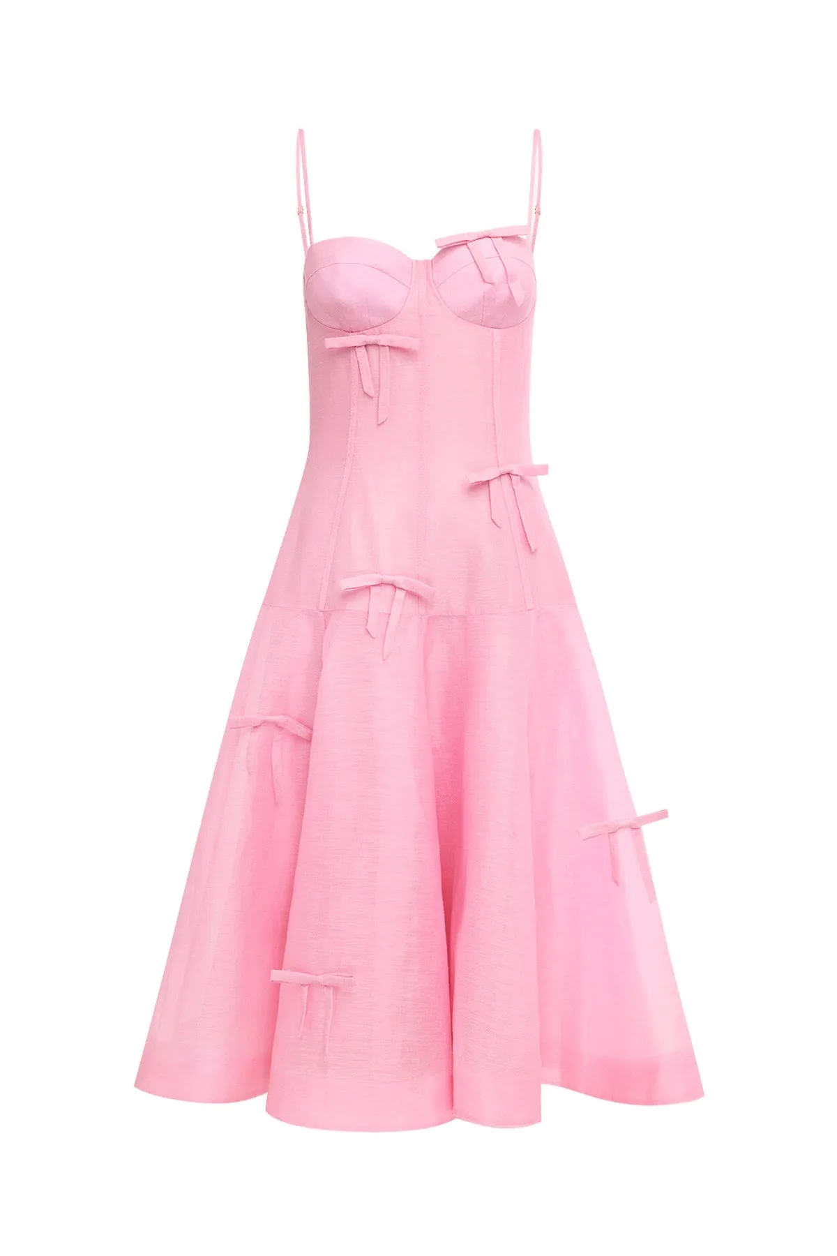 Marisol Bow Midi Dress in Pink