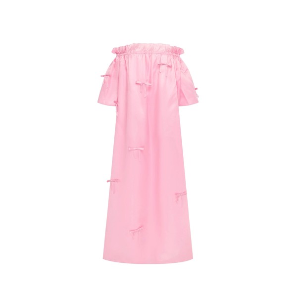 Leo Lin Liana Bow Off Shoulder Maxi Dress in Pink