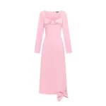 Leo Lin Erika Twist Bodice Bow Midi Dress in Pink