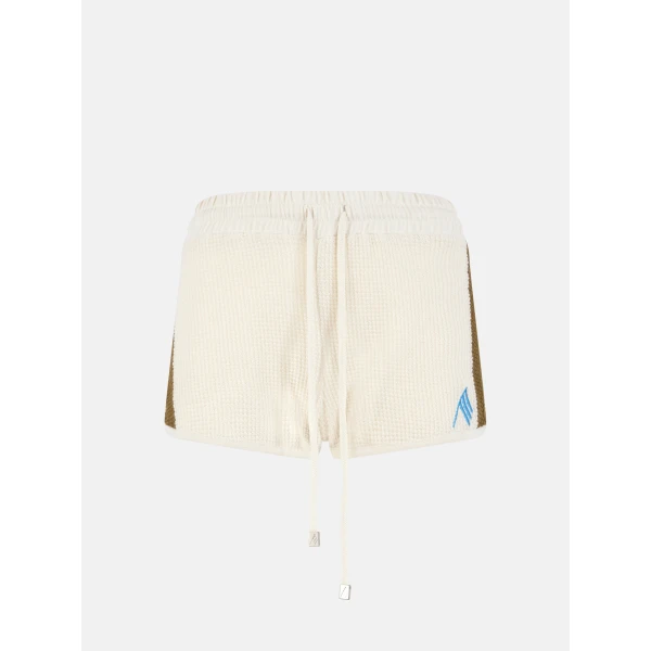 Light yellow and dark brown shorts