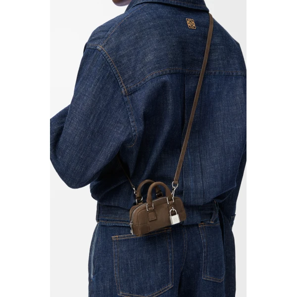 Loewe Amazona Nano in nubuck, Tundra | Clutch Bags | Coveti