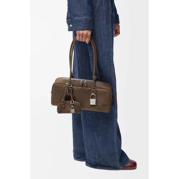 Loewe Amazona Nano in nubuck, Tundra | Clutch Bags | Coveti