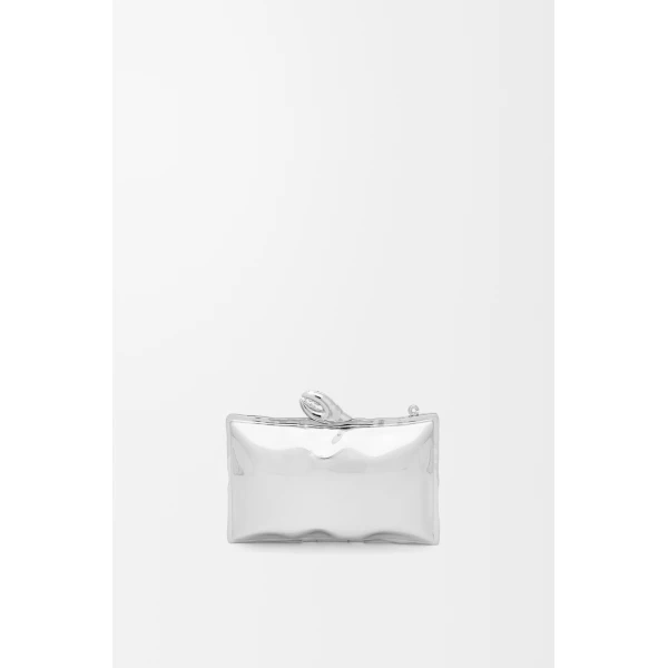 Loewe Blown minaudiere in brass and enamel, Silver/Blue | Mini Bags | Coveti