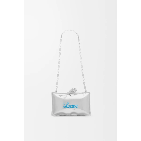 Loewe Blown minaudiere in brass and enamel, Silver/Blue | Mini Bags | Coveti