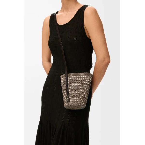 Loewe Braid pocket in iraca palm and calfskin, Khaki/Natural | Clutch Bags | Coveti