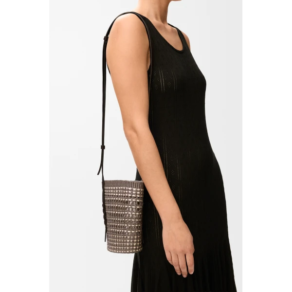 Loewe Braid pocket in iraca palm and calfskin, Khaki/Natural | Clutch Bags | Coveti