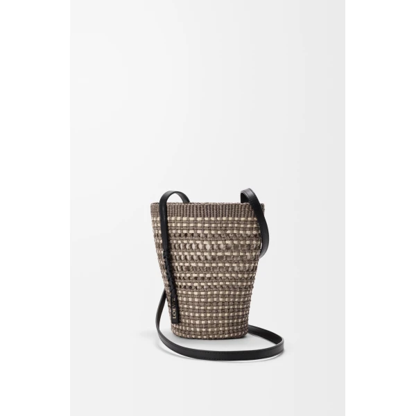 Loewe Braid pocket in iraca palm and calfskin, Khaki/Natural | Clutch Bags | Coveti
