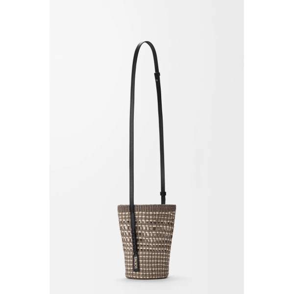 Loewe Braid pocket in iraca palm and calfskin, Khaki/Natural | Clutch Bags | Coveti