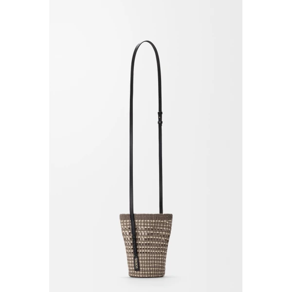 Loewe Braid pocket in iraca palm and calfskin, Khaki/Natural | Clutch Bags | Coveti