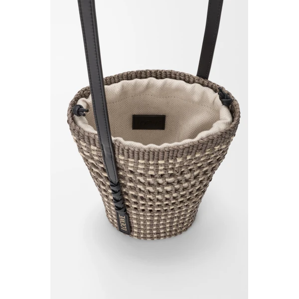 Loewe Braid pocket in iraca palm and calfskin, Khaki/Natural | Clutch Bags | Coveti