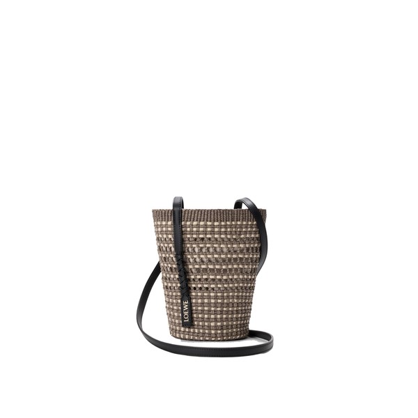 Loewe Braid pocket in iraca palm and calfskin, Khaki/Natural | Clutch Bags | Coveti