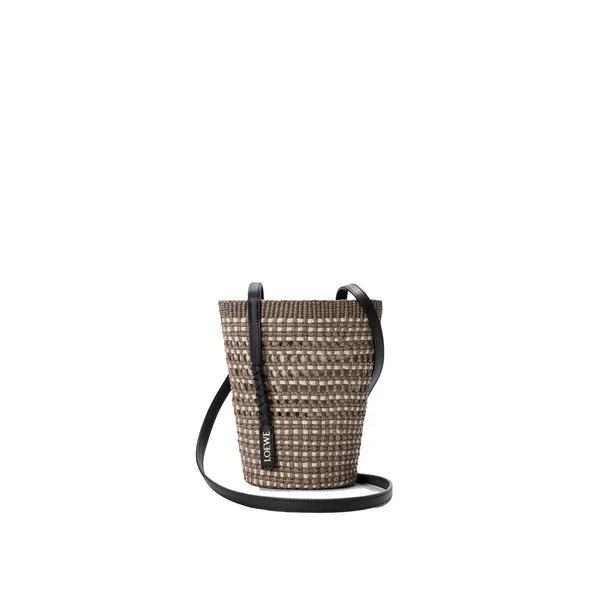 Loewe Braid pocket in iraca palm and calfskin, Khaki/Natural | Clutch Bags | Coveti