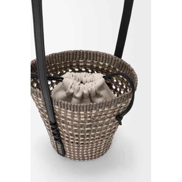 Loewe Braid pocket in iraca palm and calfskin, Khaki/Natural | Clutch Bags | Coveti