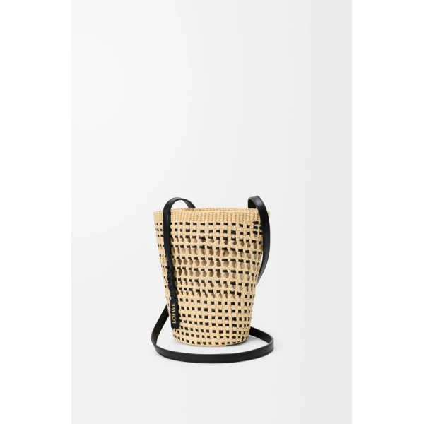 Loewe Braid pocket in iraca palm and calfskin, Natural/Black | Clutch Bags | Coveti