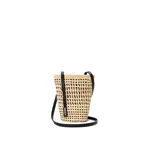 Loewe Braid pocket in iraca palm and calfskin, Natural/Black | Clutch Bags | Coveti